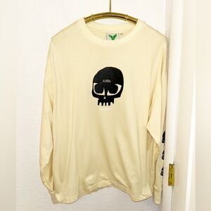 NWoT STINGWATER The Alien Skull Long Sleeve T-Shirt in Off-White & Black SZ: L